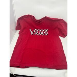 Large Boys VANS Red Black and White Checkerboard Short Sleeve